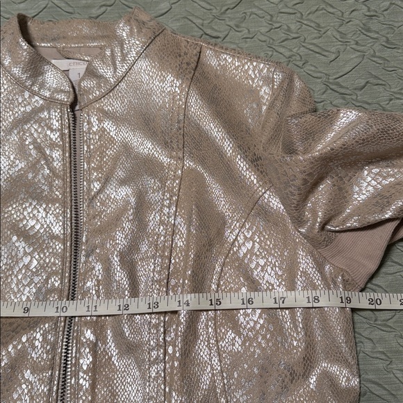Chico ‘s Python Faux-Leather Moto Jacket size 1 Color cream - Picture 8 of 12